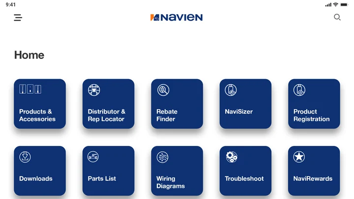 Navien contractor product catalog