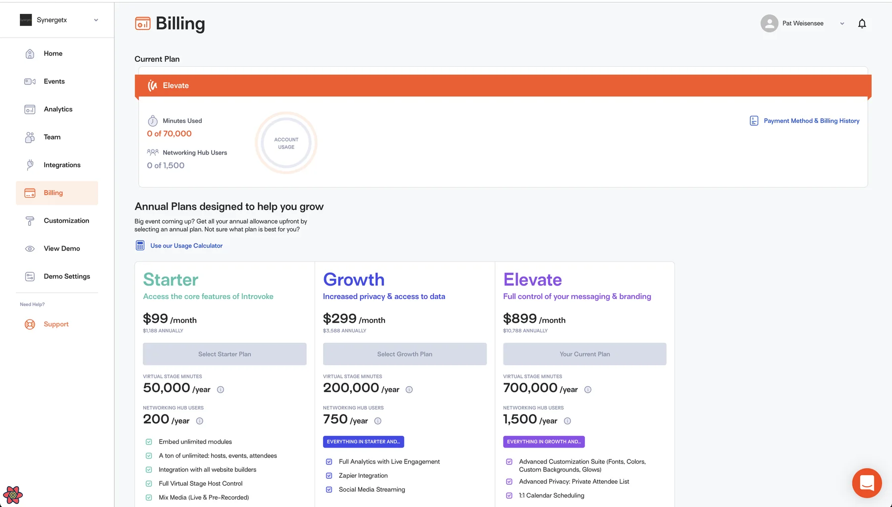 Legacy Introvoke plans and billing