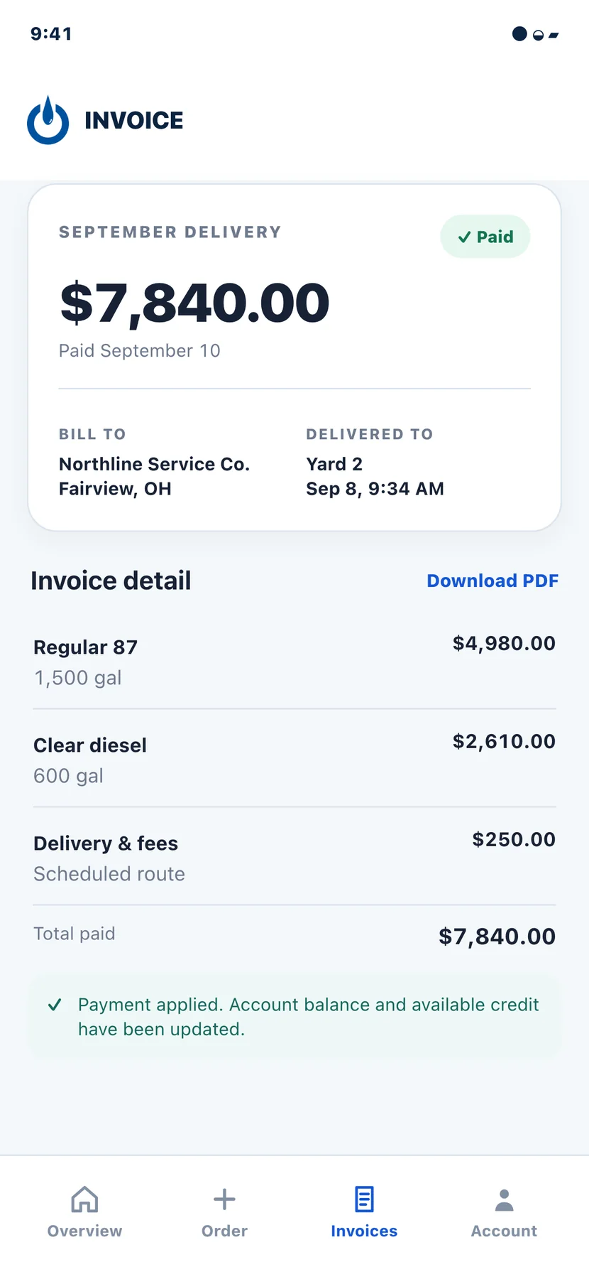 Ports Petroleum invoice detail