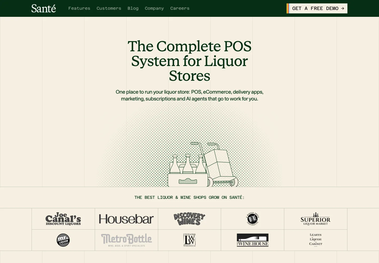 Santé public website presenting its complete point-of-sale system for liquor stores